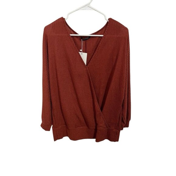 NWT Bloomchic Solid Waffle Knit Wrap Long Sleeve Tee Tunic Size 14-16 1X - Picture 1 of 4